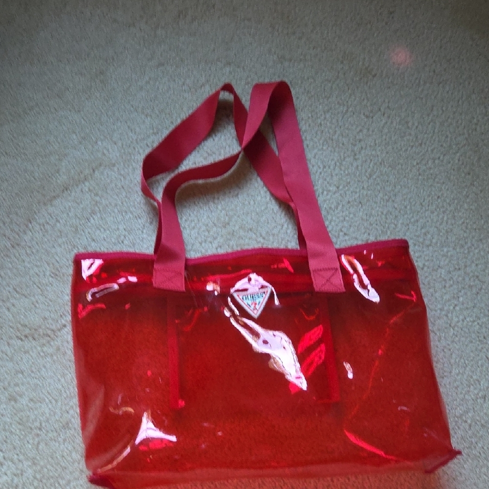 Guess Red Clear Tote - Picture 6 of 9